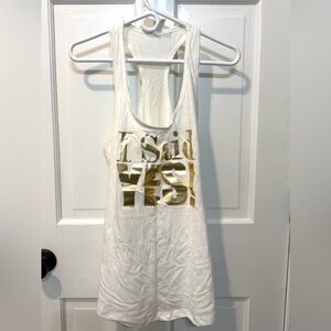 Ideal T By Next Level I Said Yes Tank Top White Gold Size XXL